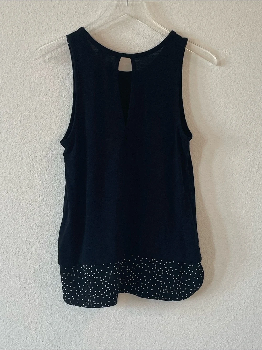 J. Crew Black Sleeveless Tank Top with Dotted Hem